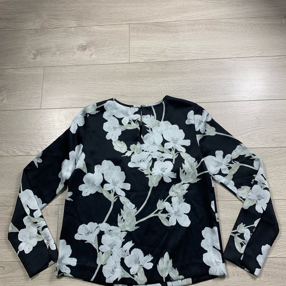 CLUB MONACO Milah Black White Floral Print Top Blouse - Picture 4 of 12